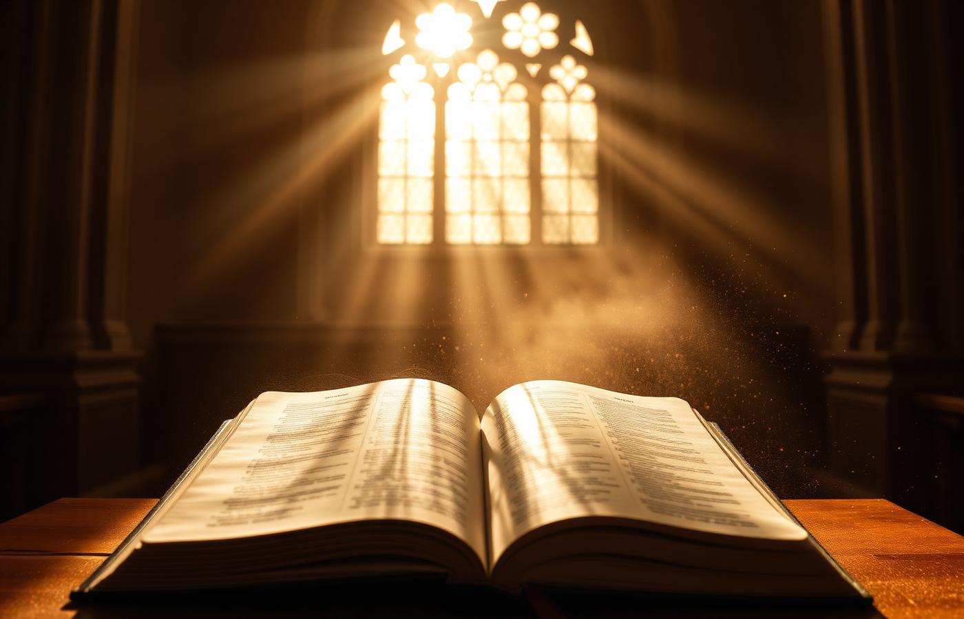 Lumière sur une Bible ouverte